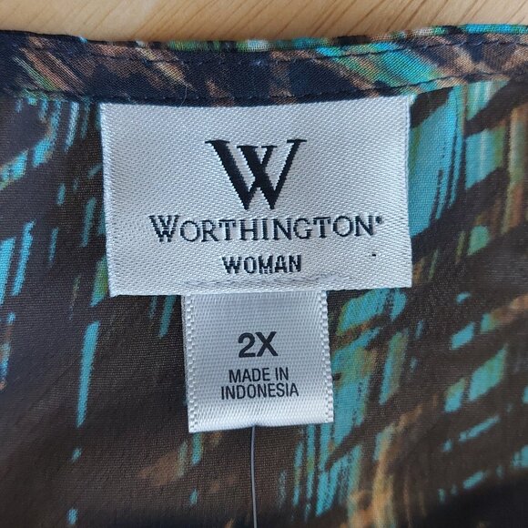 Worthington Women's Plus Size Sheer Sleeveless top front ruffle detail Size 2X - Picture 6 of 9